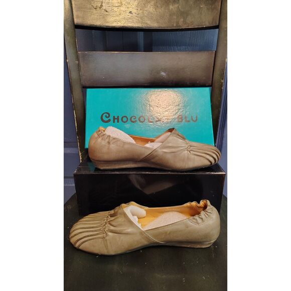 Chocolat Blu Women's Leather Gray Vic Mini Wedge Shoes Size 9 - Picture 2 of 9